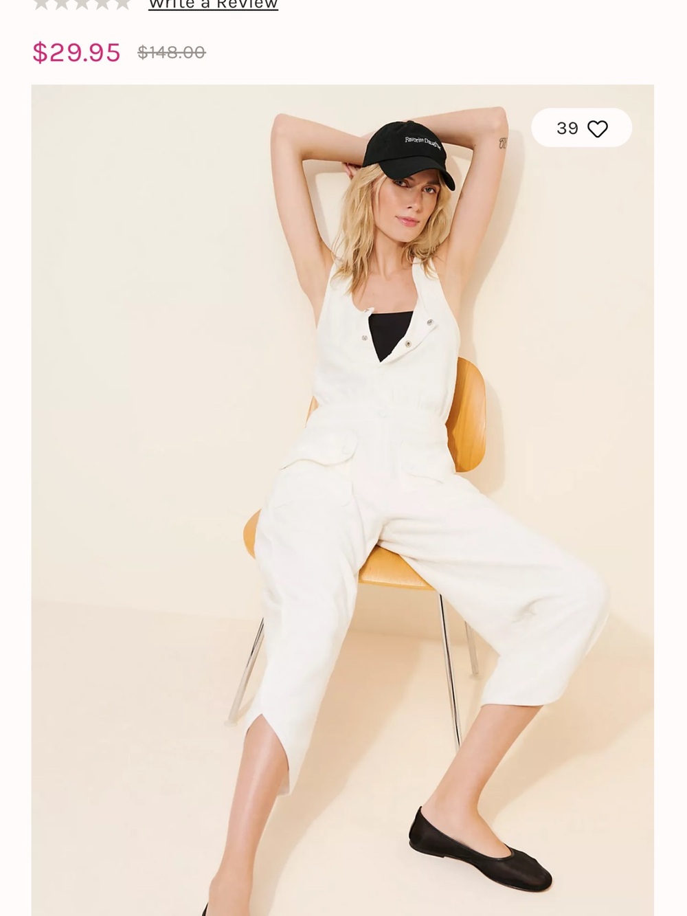 Cream White Button-Front Overall - Picture 5 of 7